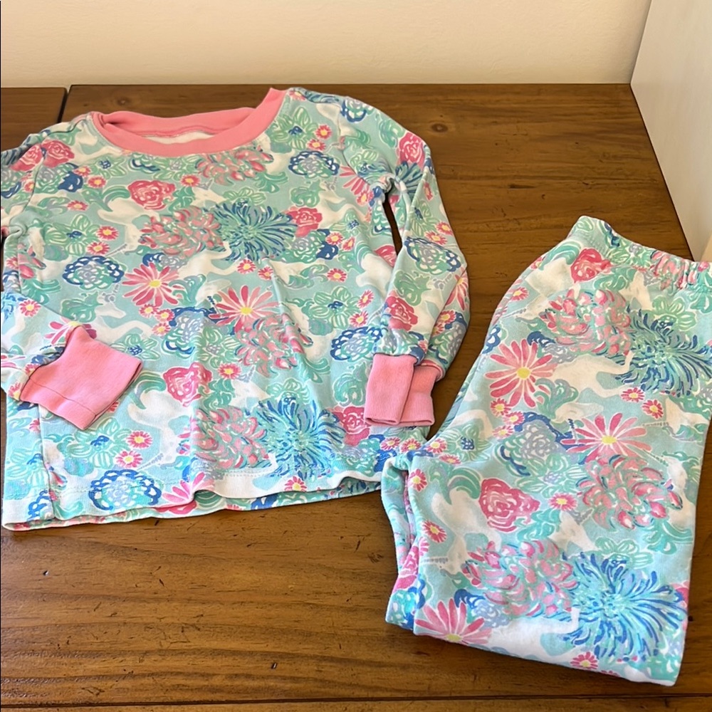 Lilly Pulitzer Pink and Blue Pajama Sets with Floral Design